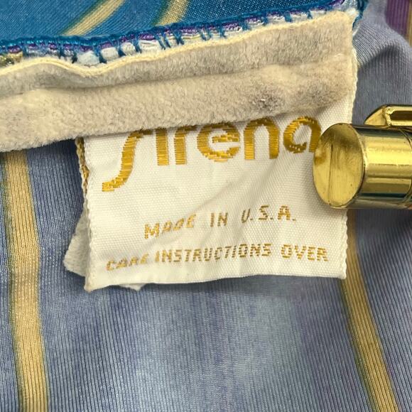 Vintage Sirena 1 Piece Striped Ruffle Removable Straps Retro Bathing Swim Suit - Picture 7 of 12